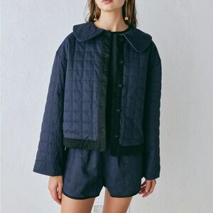 Elegant Navy Quilted Puffer Jacket